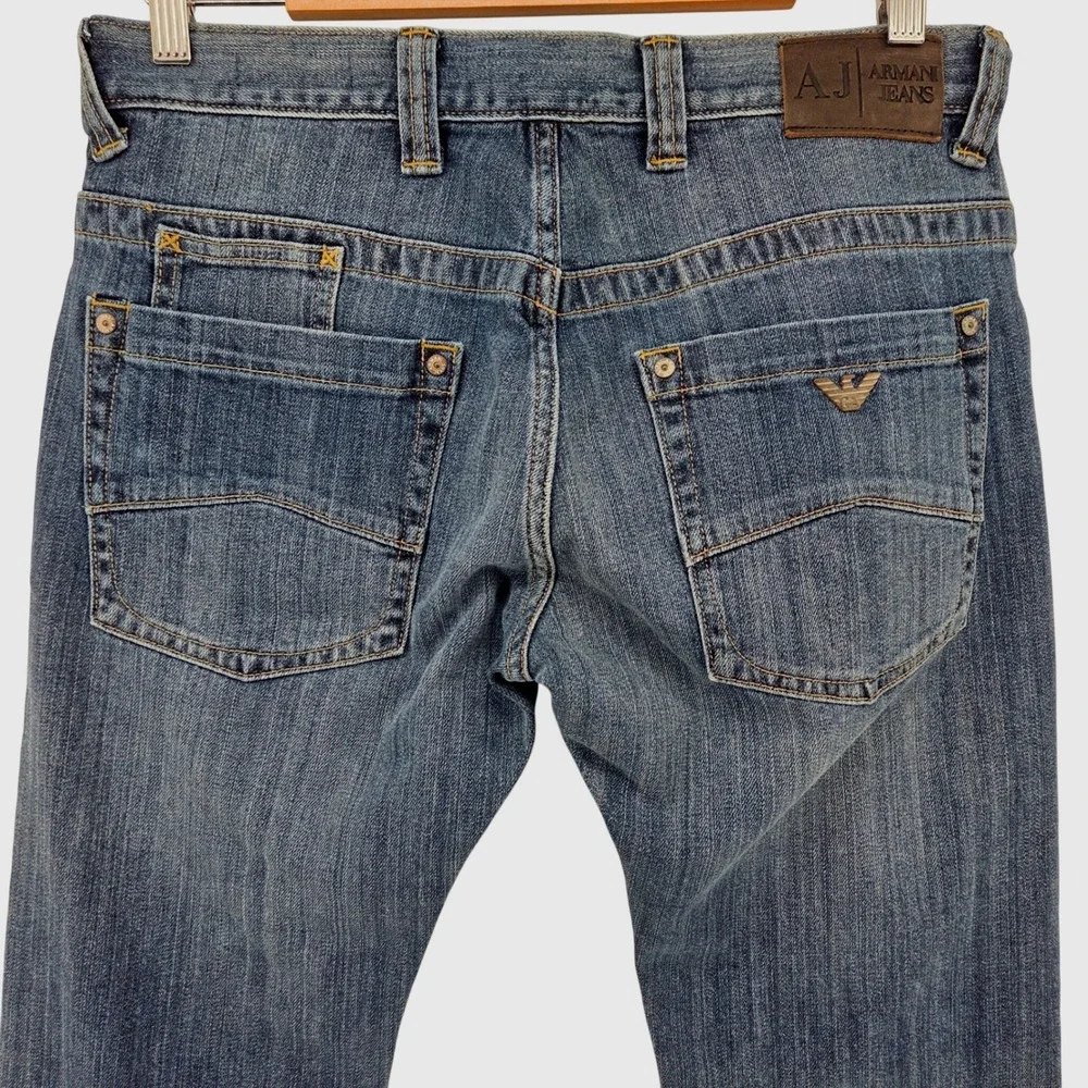 Armani Jeans J08 Slim Fit Mens 32x32 Blue Dark Wash Denim Casual‎ Streetwear